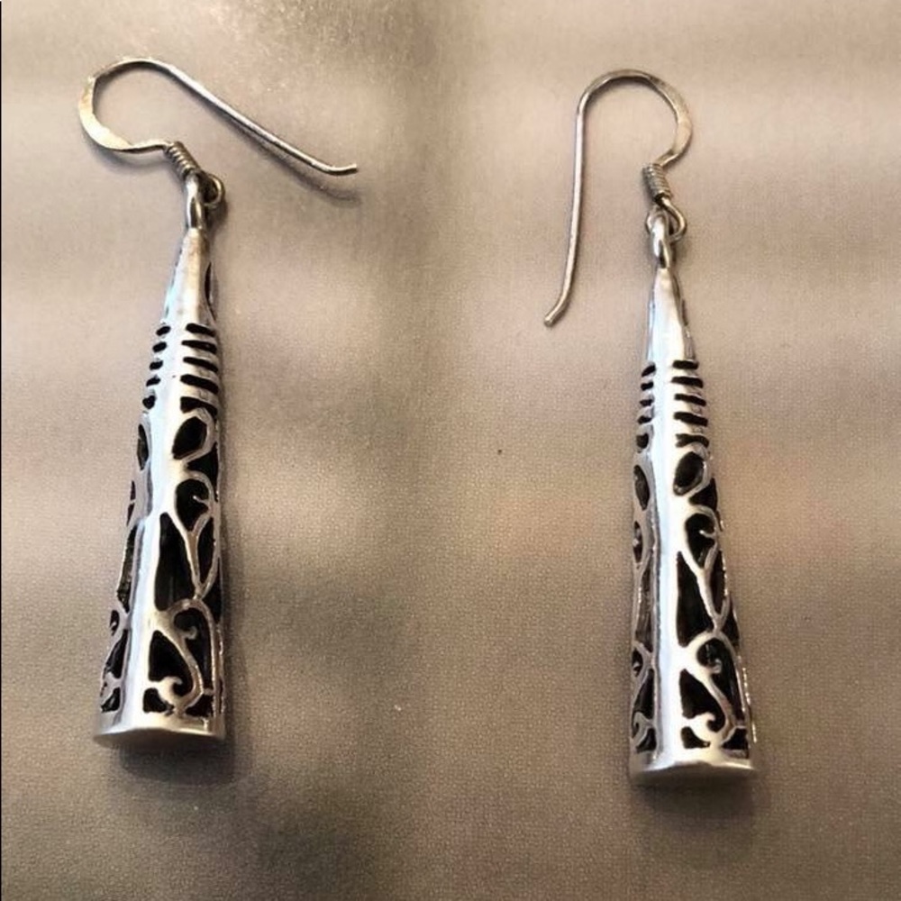 Vintage Silpada Sterling Silver Cone Filigree Earrings W1159 - Picture 5 of 12
